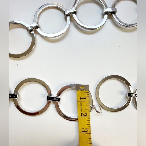 Vintage St John silver tone oversized wide link ring chain belt. Y2K - Picture 8 of 10